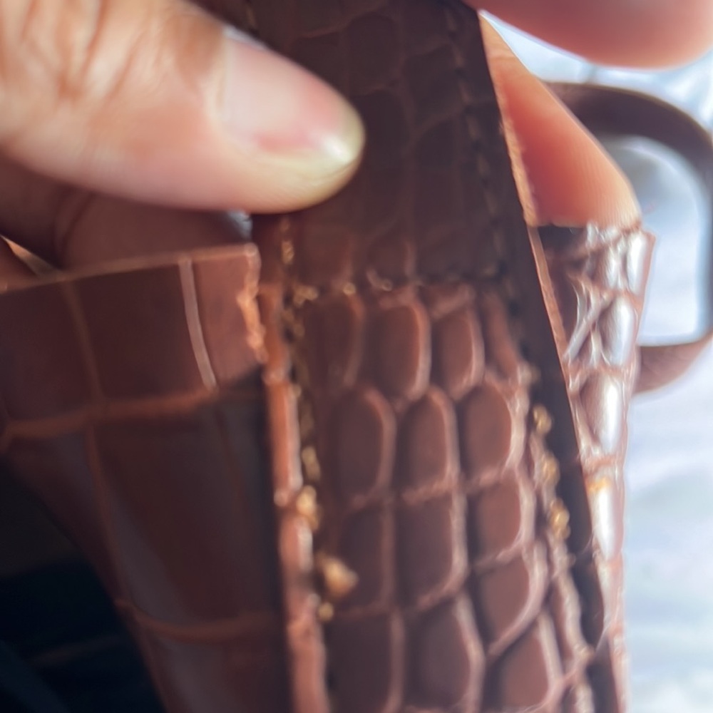 Faux Leather Brown Croc Bag - Picture 5 of 5